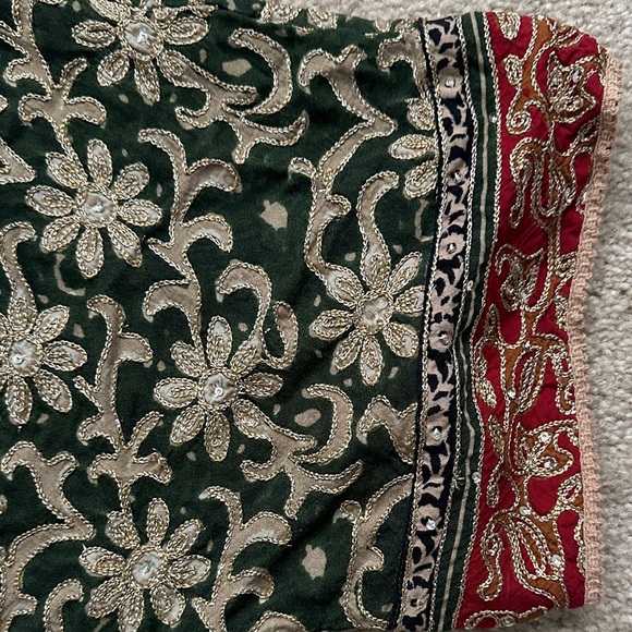 Soft Surroundings Soft Tariji Topper Green Gold Open Front Kimono Women’s M - Picture 8 of 13